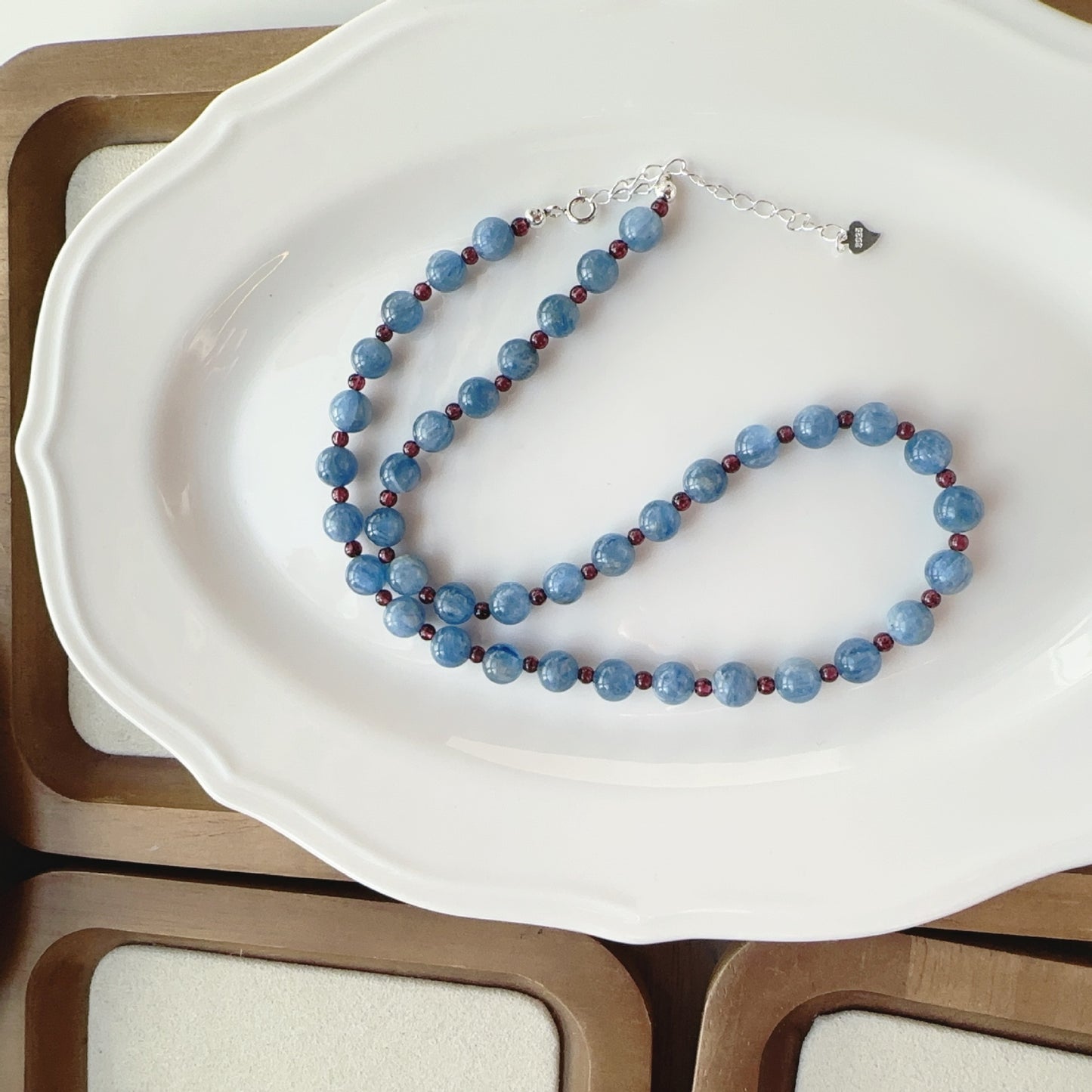 Buddha Life Kyanite Garnet 925 Silver Neck Chain Necklace