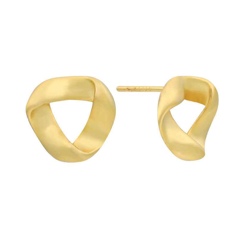 New S925 Silver Geometric Triangle Twist Design Earrings Silver