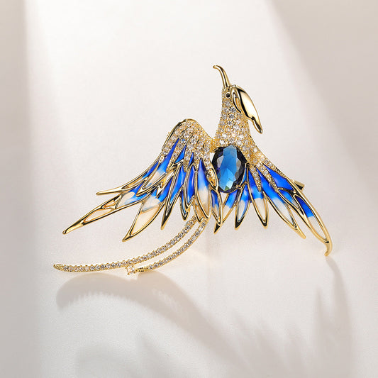 Buddha Life Chinese Style Colored Zircon Phoenix Brooch