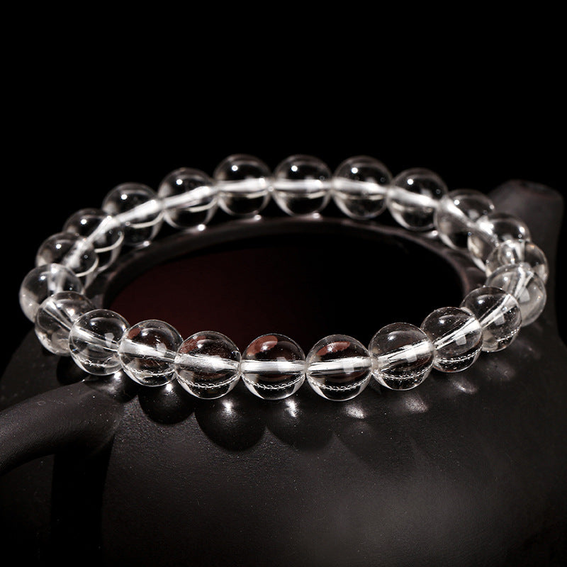 Buddha Life 8A Natural White Crystal Bracelet Transparent Crystal Bead Single Ring Bracelet for Girls