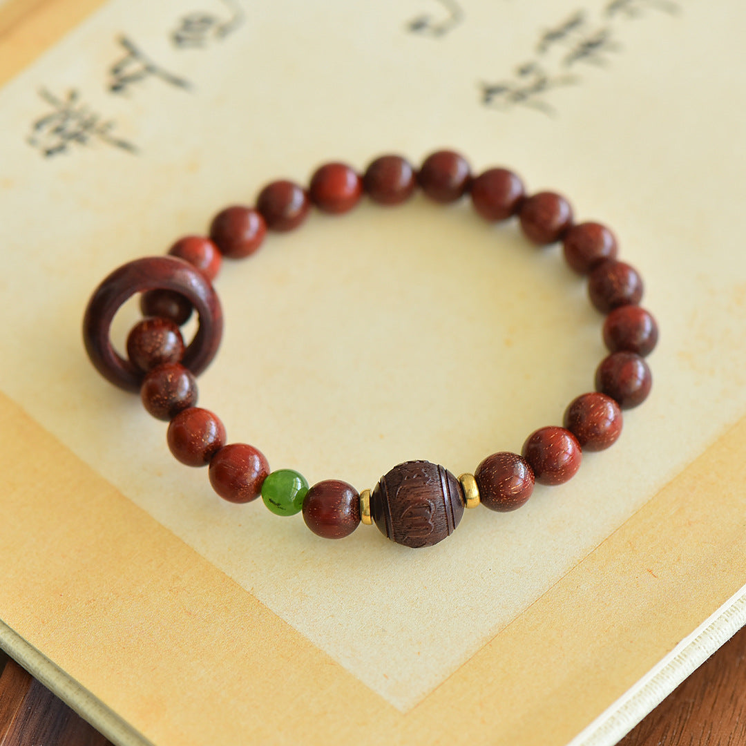 Buddha Life Natural lobular red sandalwood bracelet for men and women couples