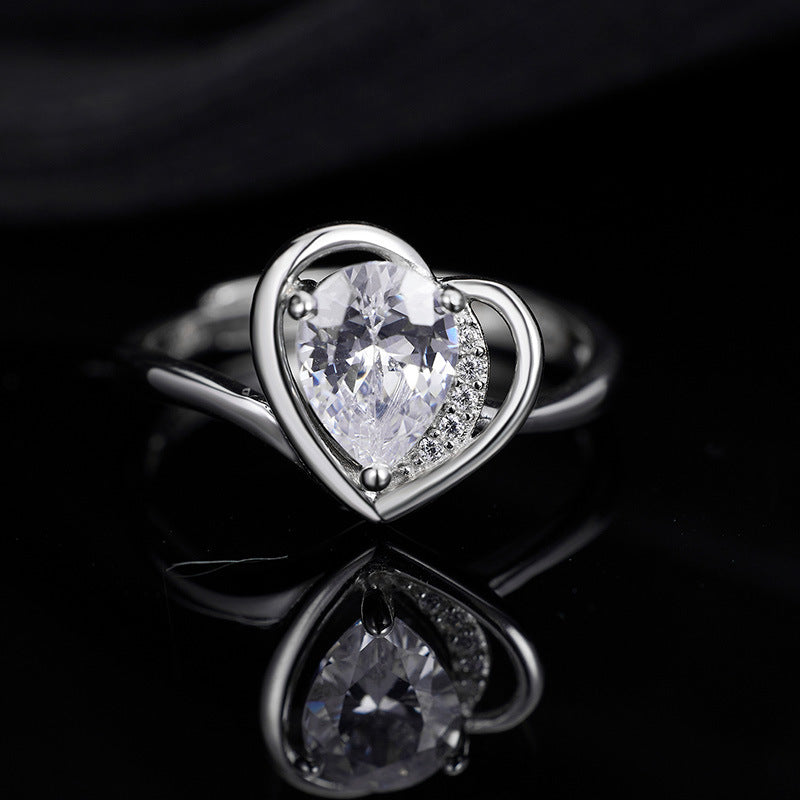 925 Sterling Silver Love Zirconium Ring