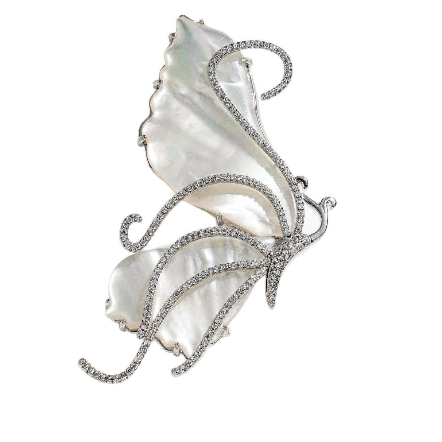 Elegant and Smart Natural Shell Butterfly Brooch, Zircon Insect Corsage Female Pin