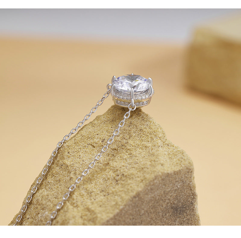 S925 Sterling Silver Necklace Female Niche Design Inlaid Zircon Collarbone Chain