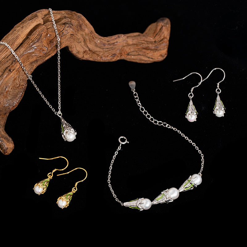 S925 Sterling Silver Bracelet Women's Ice Cream Pearl Design