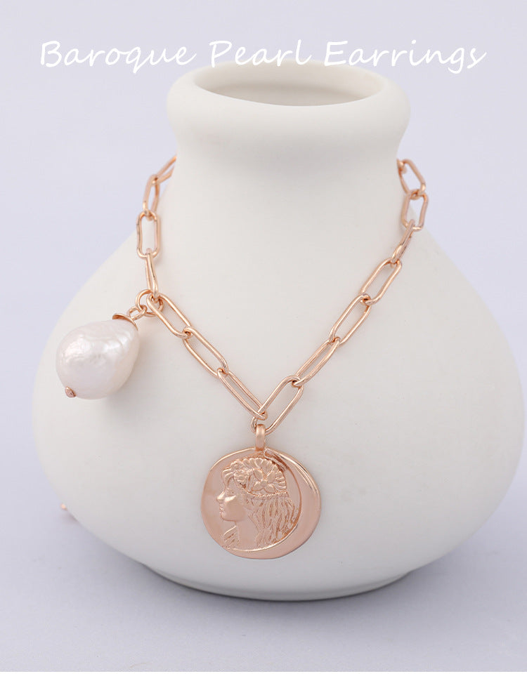 S925 Silver Tussauds Baroque Pearl Pendant Short Necklace