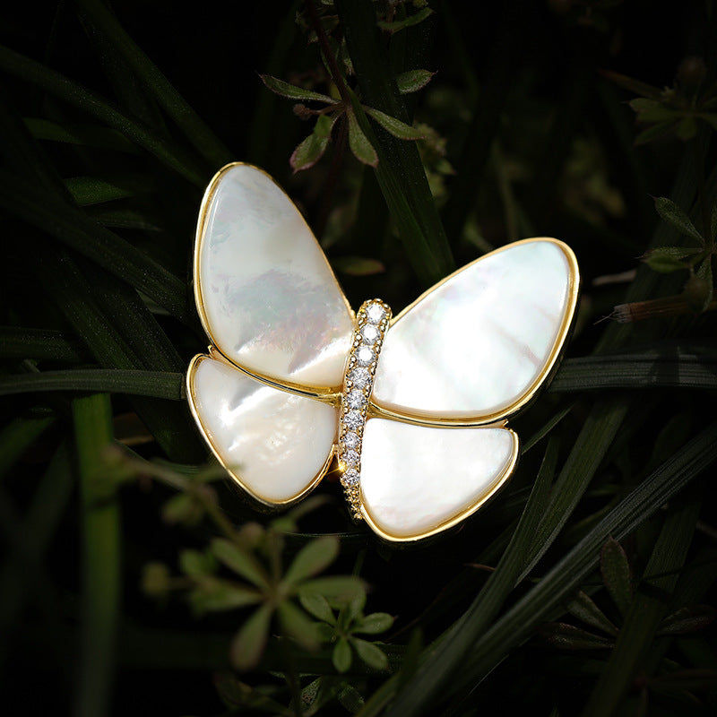 Break The Cocoon Into A Butterfly Natural Shell Butterfly Brooch