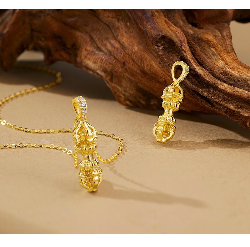 S925 Sterling Silver Vajra Pestle Necklace Niche Design INS Same Style