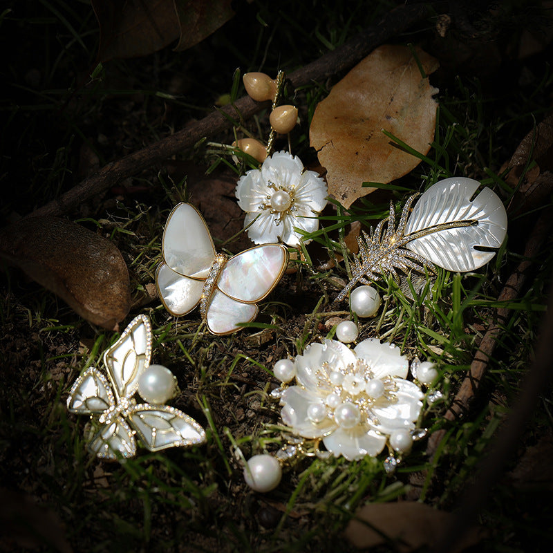Break The Cocoon Into A Butterfly Natural Shell Butterfly Brooch