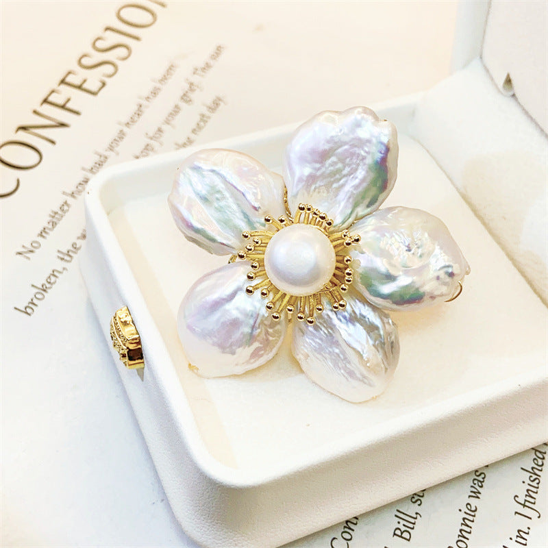 Baroque Pearl Flower Brooch