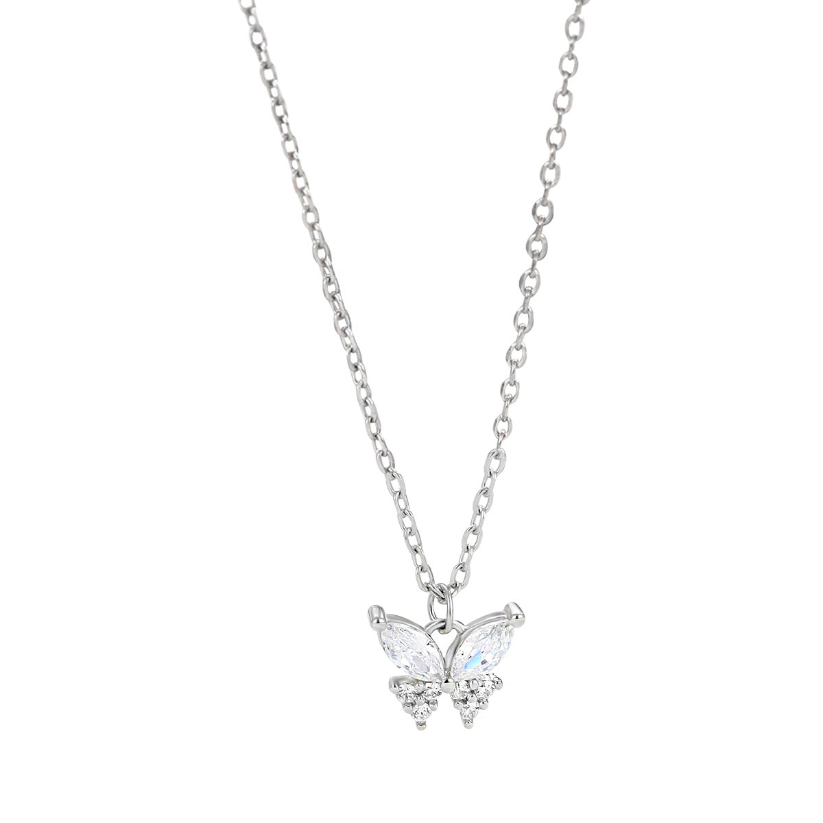Dapaza S925 Sterling Silver Sparkling Diamond Butterfly Necklace