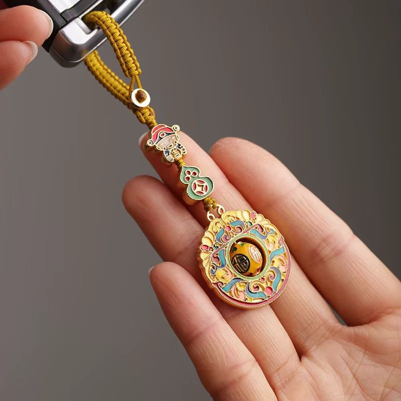 Buddha Life God of Wealth Luck-Changing Beads Wealth Vessel Gourd Keychain Pendant