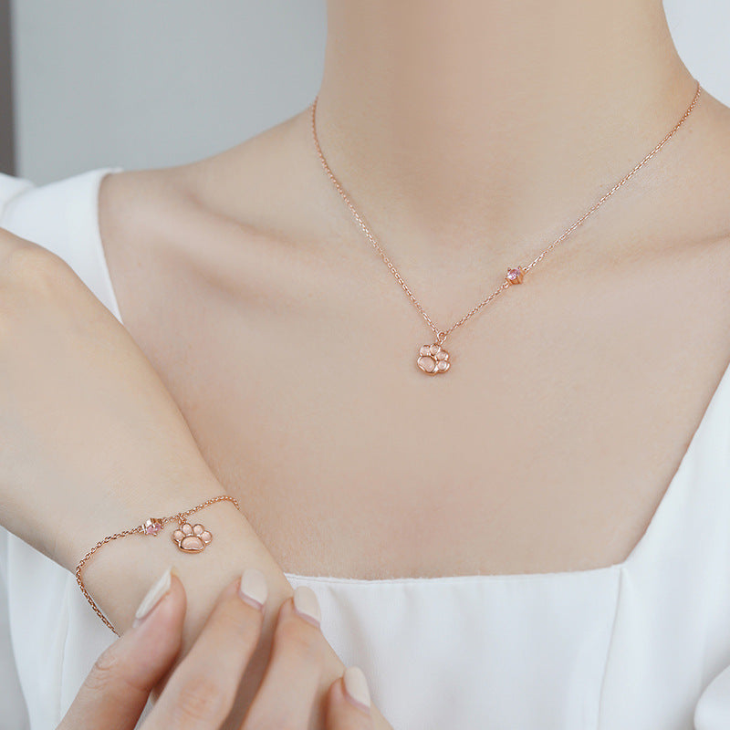 Dapaza Cat Claw Powder Crystal Necklace Female Pendant