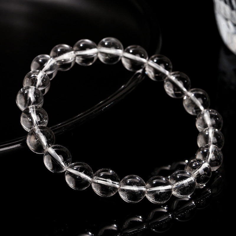 Buddha Life 8A Natural White Crystal Bracelet Transparent Crystal Bead Single Ring Bracelet for Girls