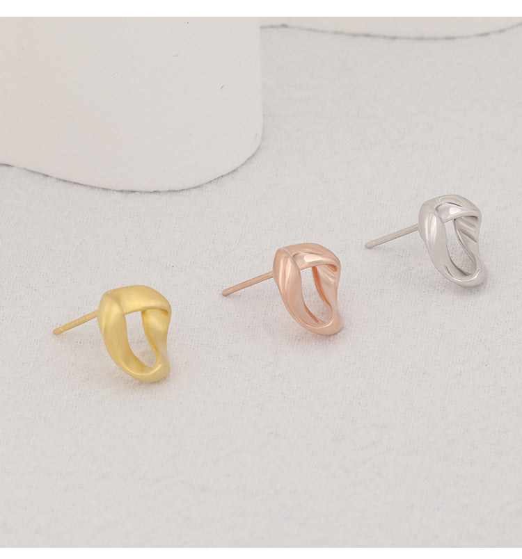 New S925 Silver Geometric Triangle Twist Design Earrings Silver