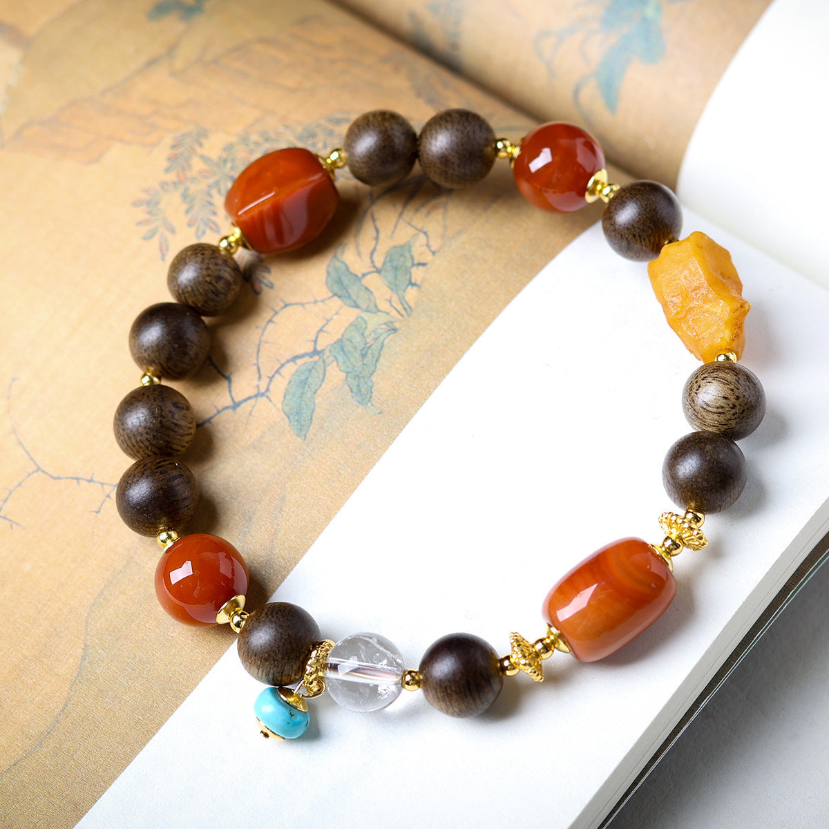 Buddha Life Agarwood Random Bead Bracelet Tibetan Beeswax Bead Bracelet