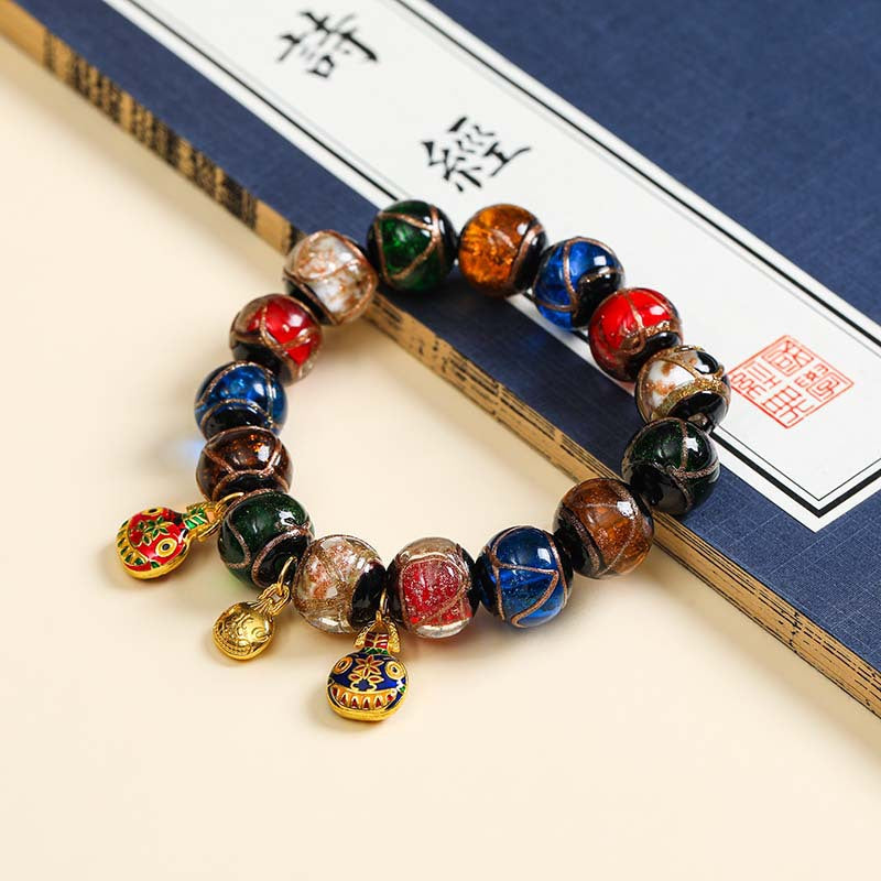 Buddha Life Fragrant Ash Glazed Bracelet, Gold-swallowing Beast Multicolored Bracelet.