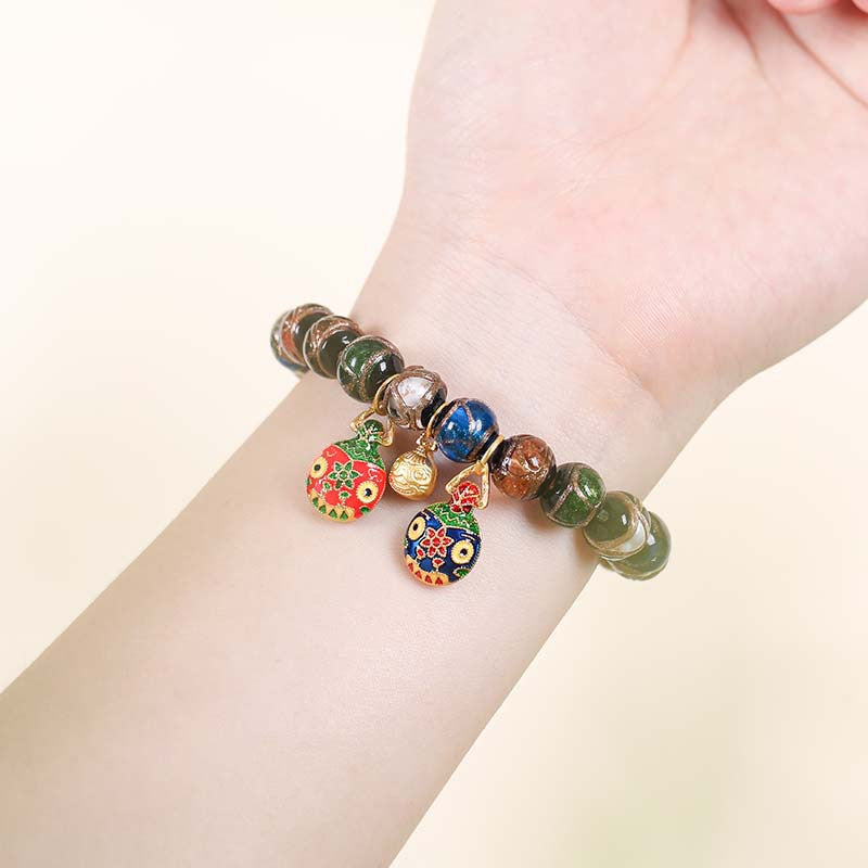 Buddha Life Fragrant Ash Glazed Bracelet, Gold-swallowing Beast Multicolored Bracelet.
