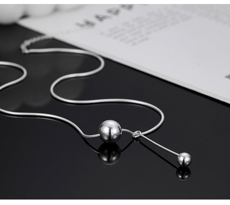 925 Sterling Silver Double Round Bead Fringed Snake Bone Chain Female Simple Niche Design