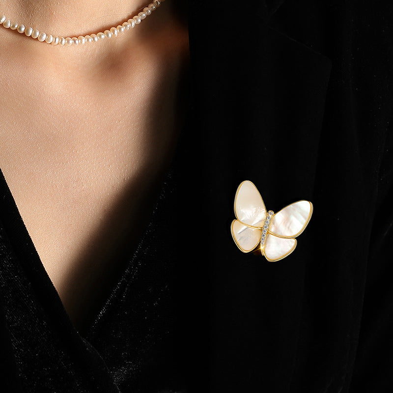 Break The Cocoon Into A Butterfly Natural Shell Butterfly Brooch