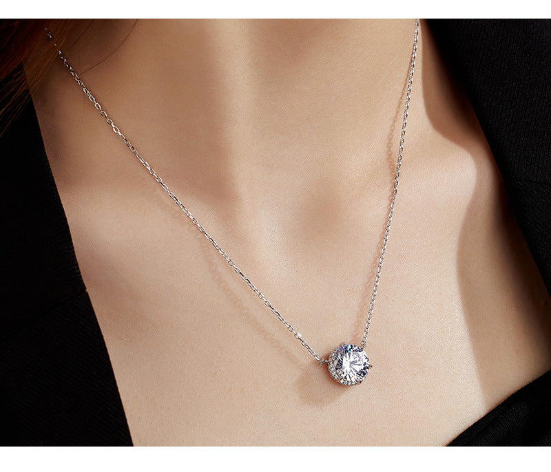 S925 Sterling Silver Necklace Female Niche Design Inlaid Zircon Collarbone Chain