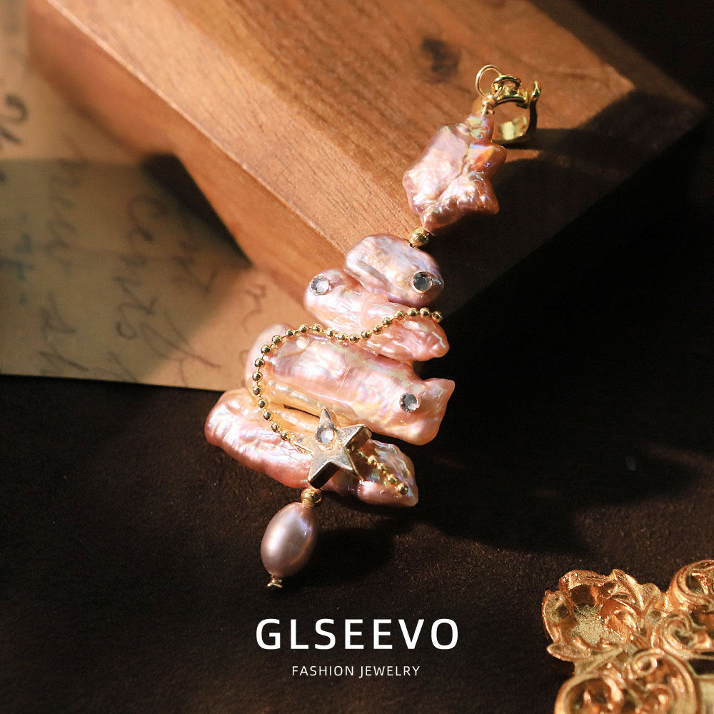 Natural Pearl Star Chain Necklace Pendant