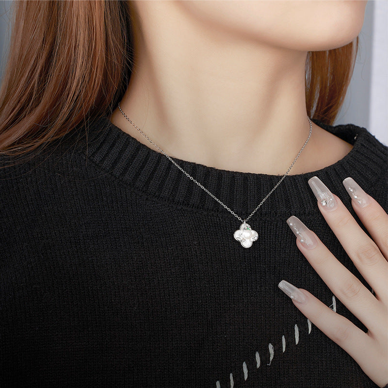 925 Sterling Silver Mother of Pearl Lucky Necklace