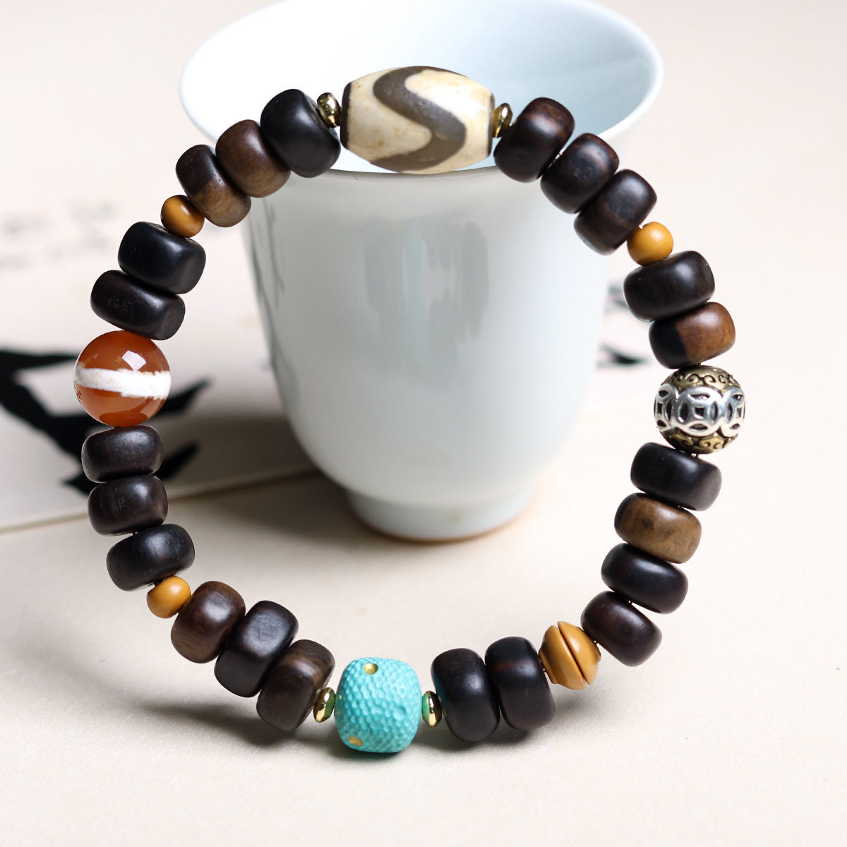 Buddha Life Agarwood Random Bead Bracelet Tibetan Beeswax Bead Bracelet