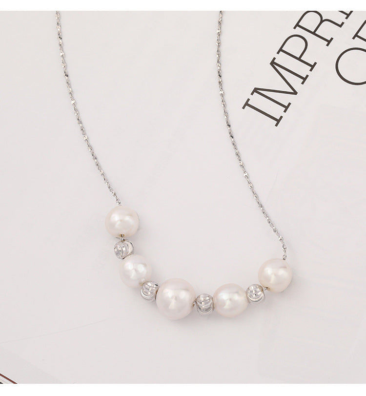 Freshwater Pearl Extra Fine Necklace Women's S925 Silver Clavicle Chain