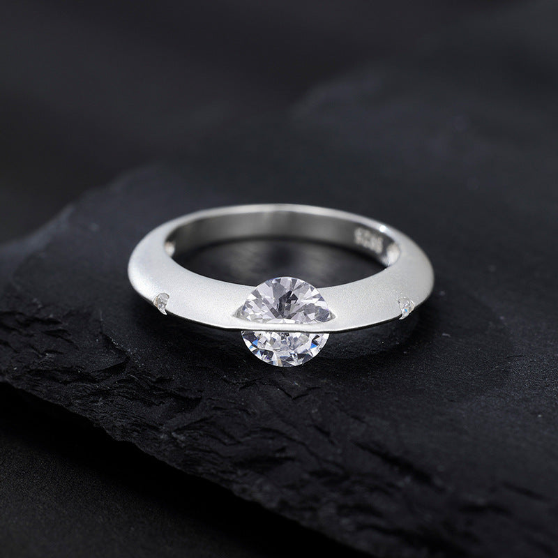 S925 Sterling Silver Frosted Cosmic Star Rotatable Ring