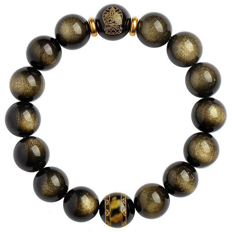 Buddha Life Obsidian Year of The Snake Bracelet Rosary Bead Buddha Bead Bracelet