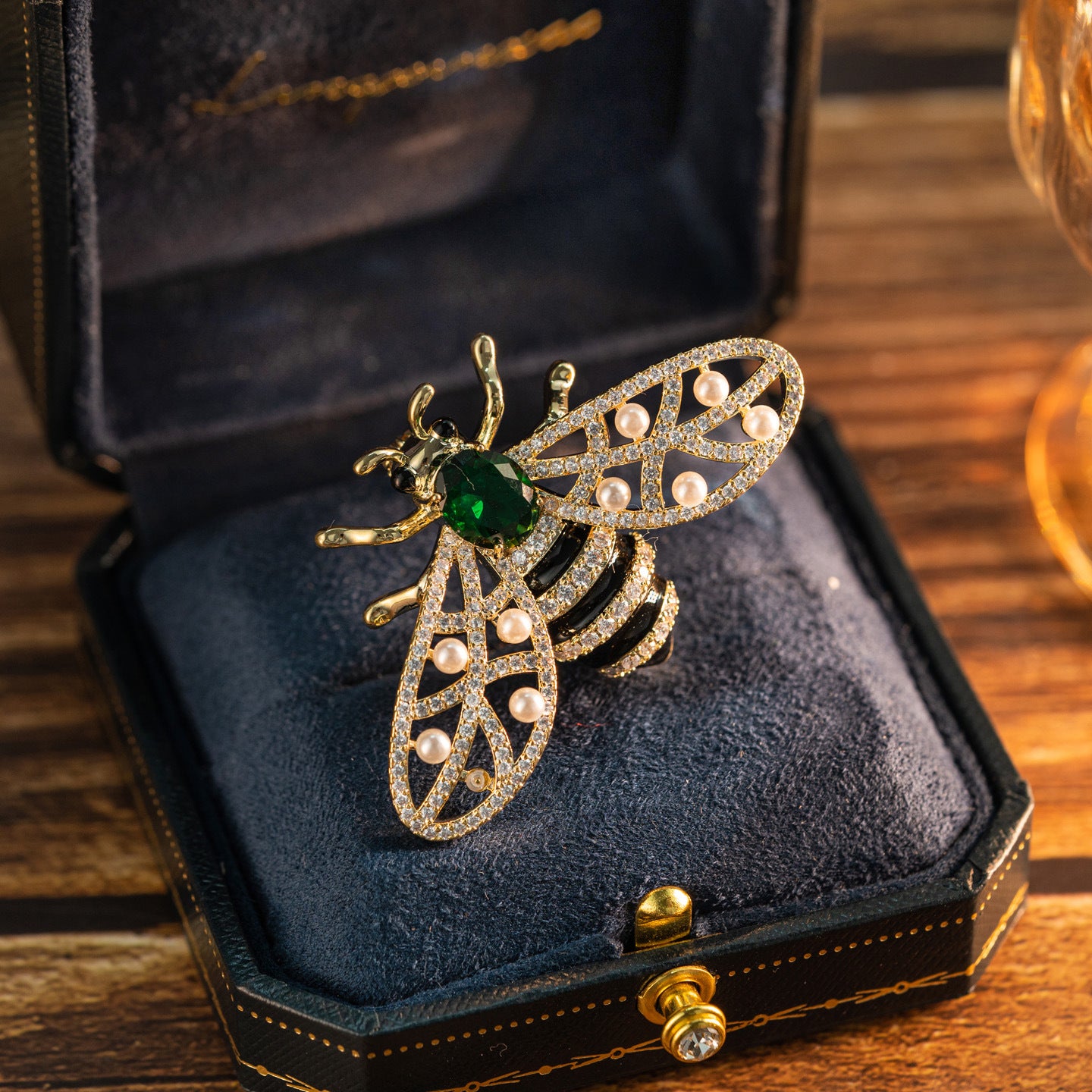 Emerald Bee Brooch