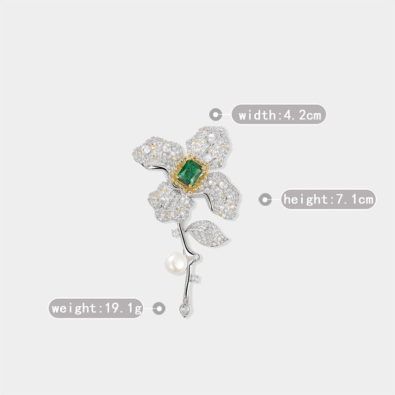 Four-leaf Flower Natural Freshwater Pearl Agate Brooch