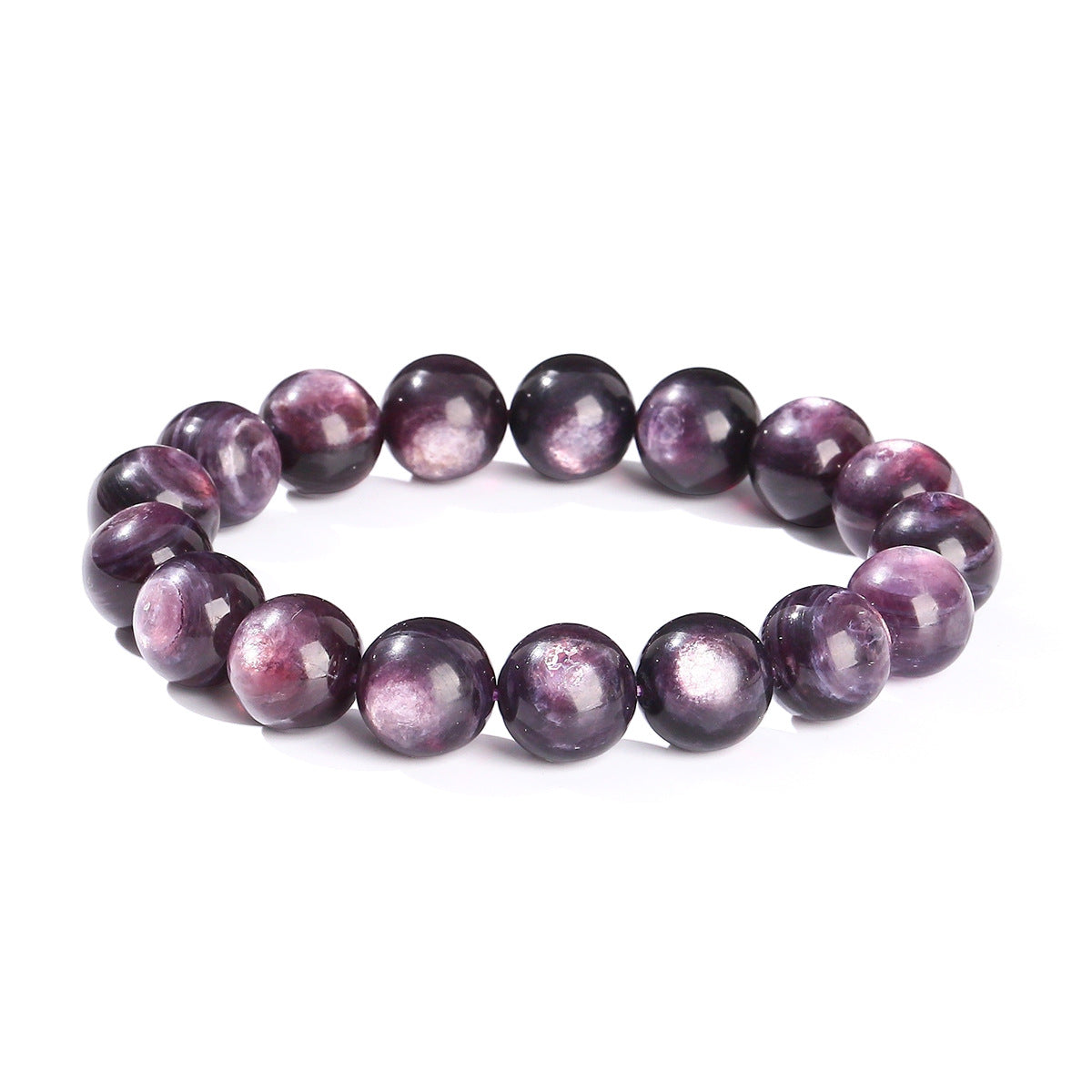 Buddha Life 5A Natural Purple Kunzite Cat's Eye Crystal Single Circle Bracelet