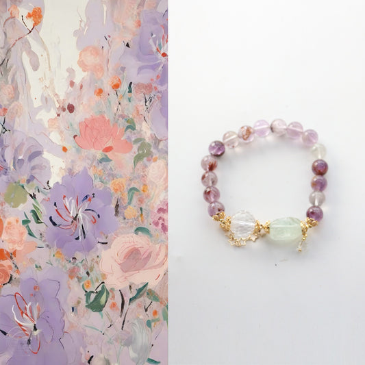 Purple Ghost Crystal with Turquoise Bracelet