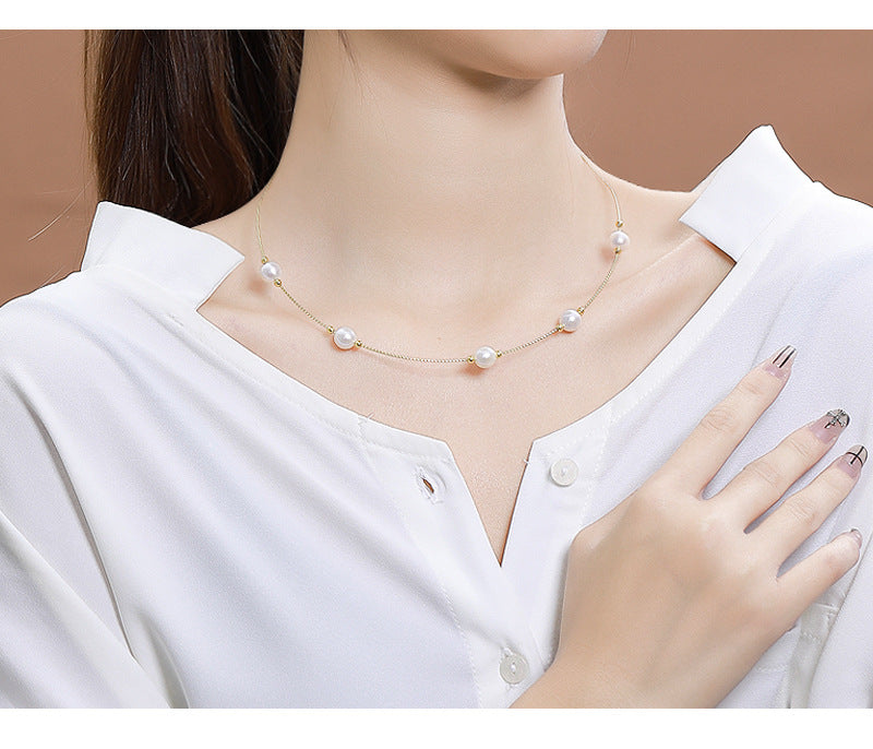 Freshwater Pearl Collar S925 Sterling Silver Baroque Necklace