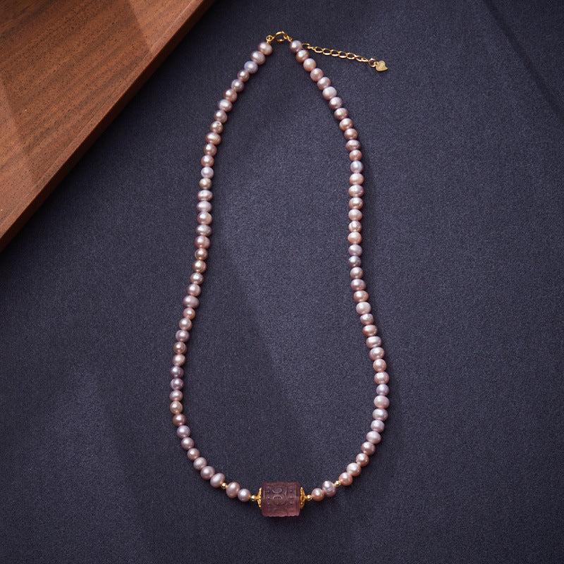 Buddha Life Natural Purple Freshwater Pearl Bracelet Necklace