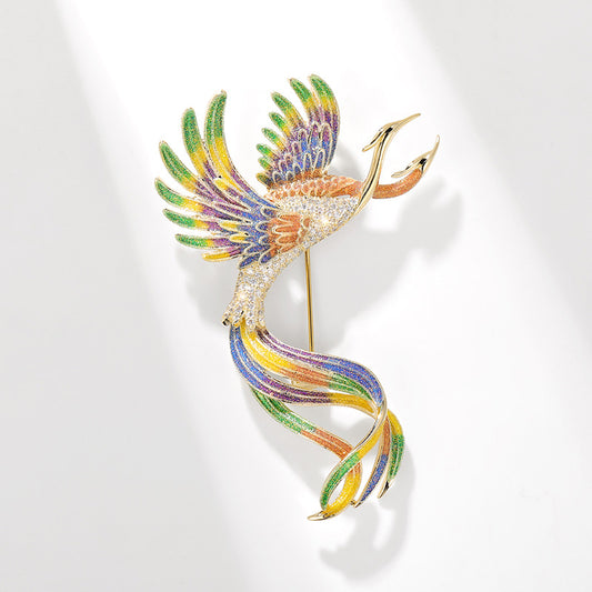 Chinese Style Colored Phoenix Brooch