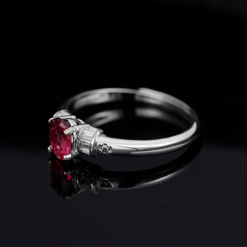 S925 Sterling Silver Ring Women's Zirconium Niche Design Adjustable Ring with Opening