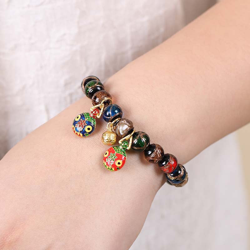 Buddha Life Fragrant Ash Glazed Bracelet, Gold-swallowing Beast Multicolored Bracelet.