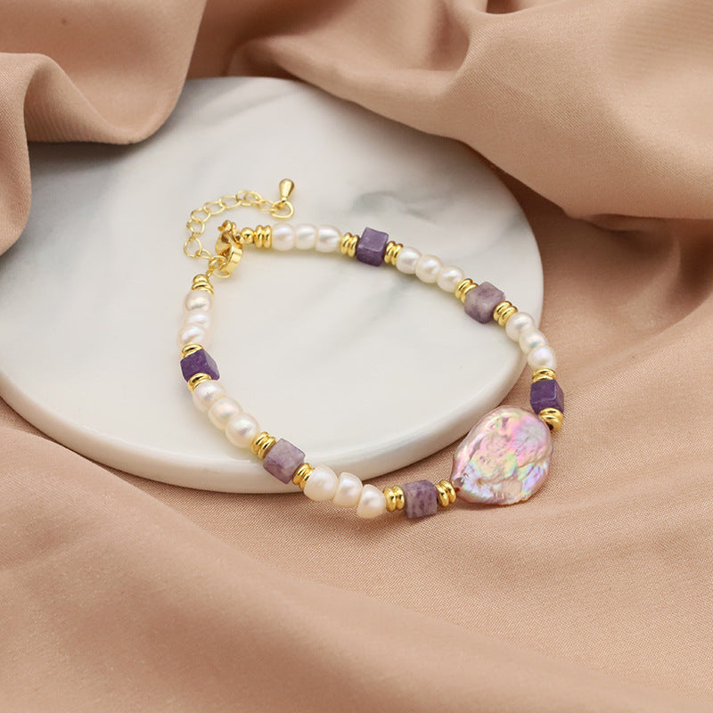 Natural Baroque Pearl Kyanite Bracelet