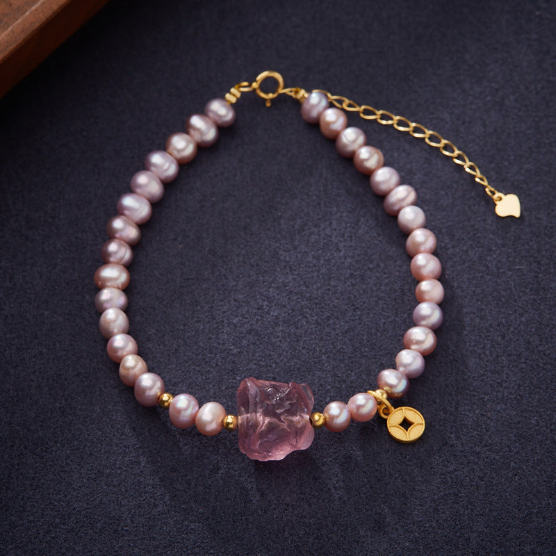 Buddha Life Natural Purple Freshwater Pearl Bracelet Necklace