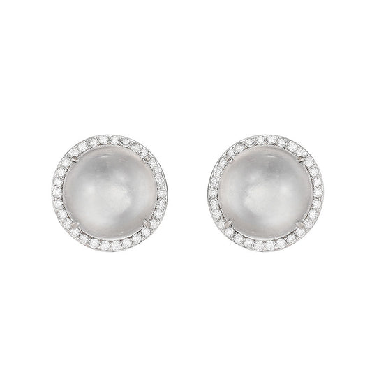 Dapaza S925 Sterling Silver Natural Foam Jade Stud Earrings