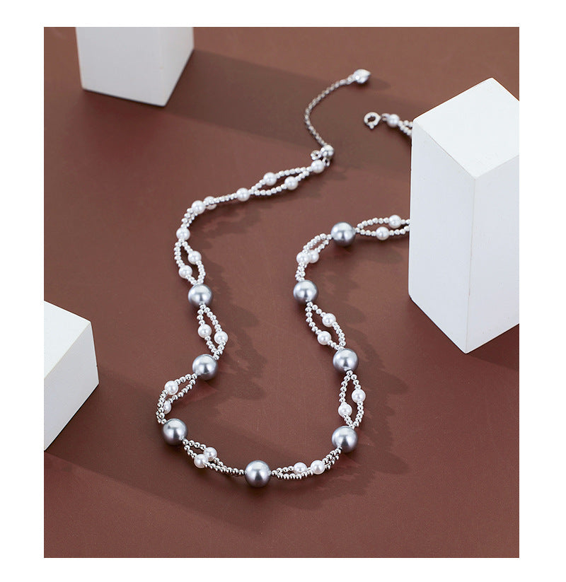 S925 Sterling Silver Pearl Bead Necklace
