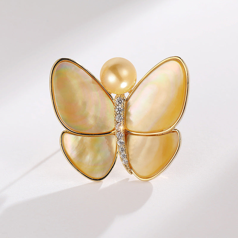 Break The Cocoon Into A Butterfly Natural Shell Butterfly Brooch