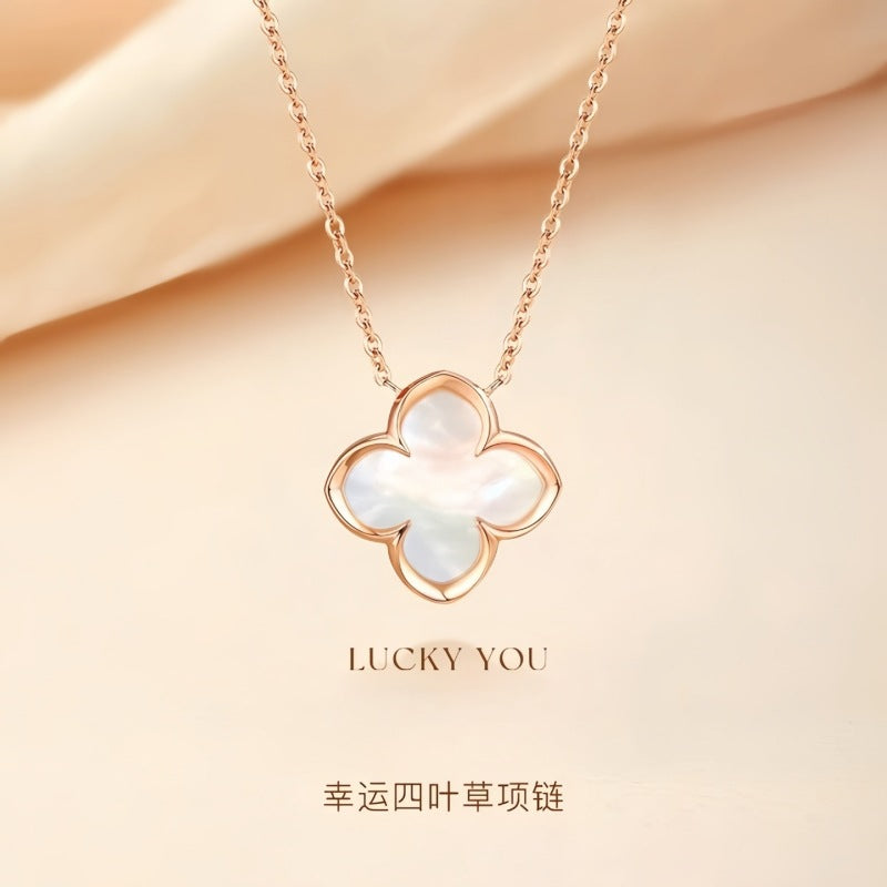 Dapaza s925 Sterling Silver Lucky Clover Necklace
