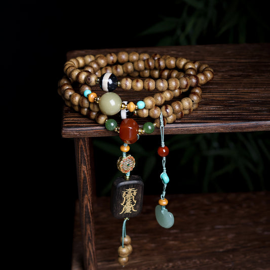 One-line Butter Agarwood Multi-circle Bracelet Chinese Necklace