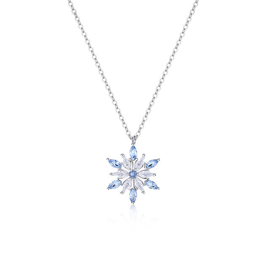 Dapaza S925 Sterling Silver Zircon Snowflake Necklace