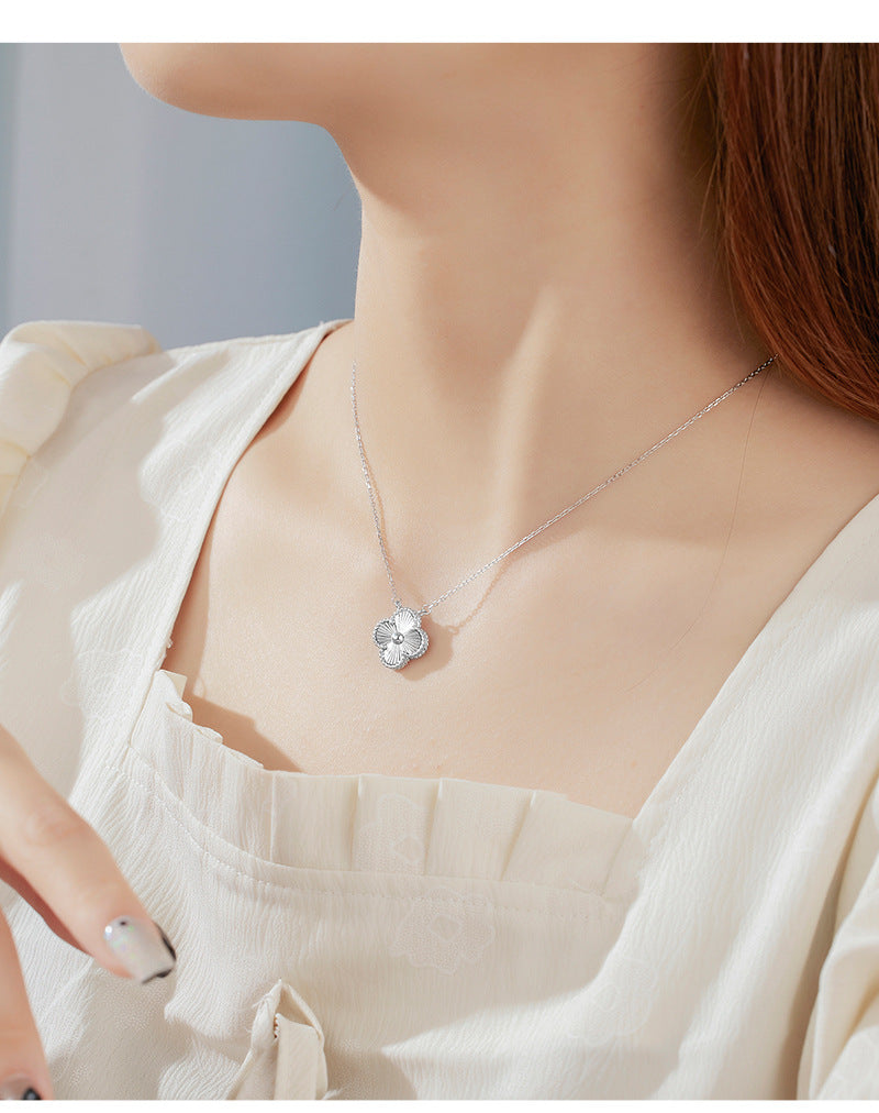 Christmas Gift 925 Sterling Silver Clover Necklace