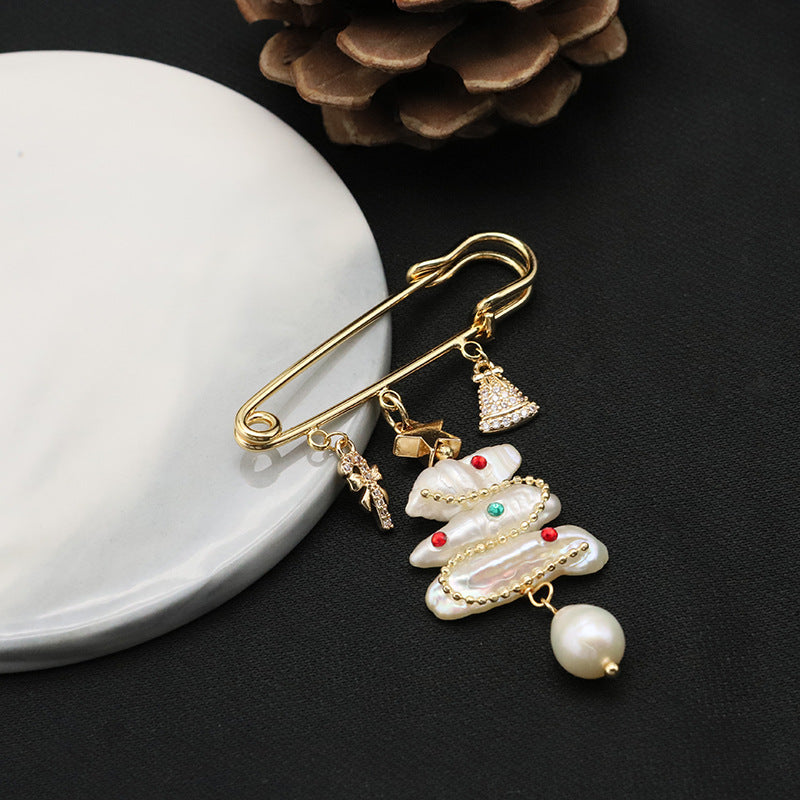 Natural Freshwater Pearl Brooch Christmas Ornament
